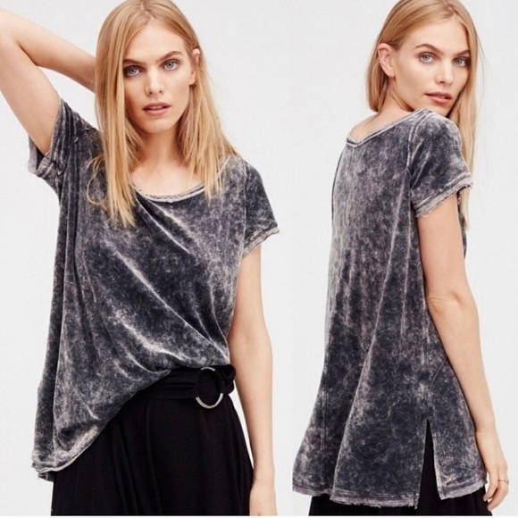 We The Free Tops - We The Free People Doran Raw Edge Velvet Crush Top